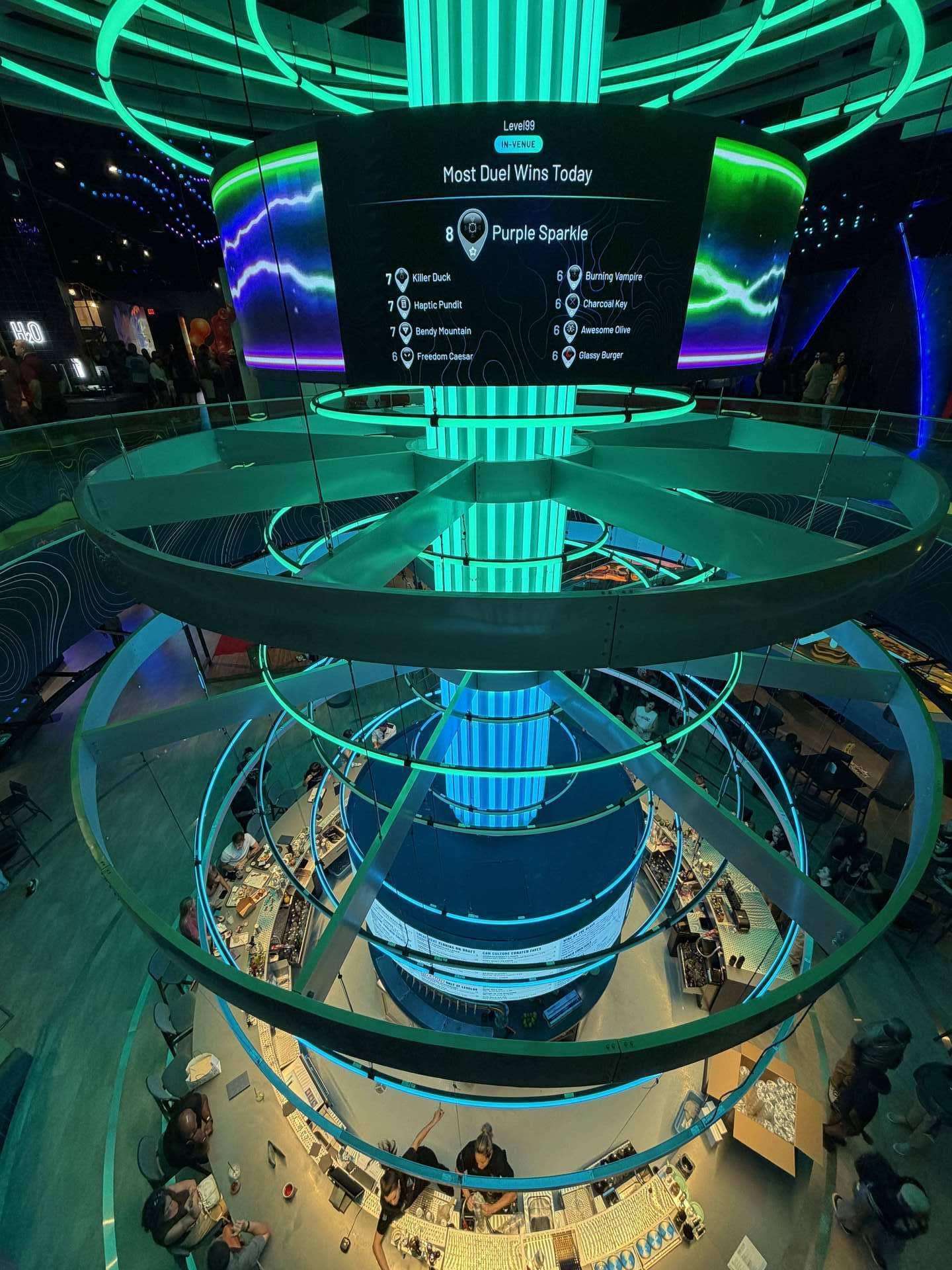 Level99 spiral architecture and game rooms