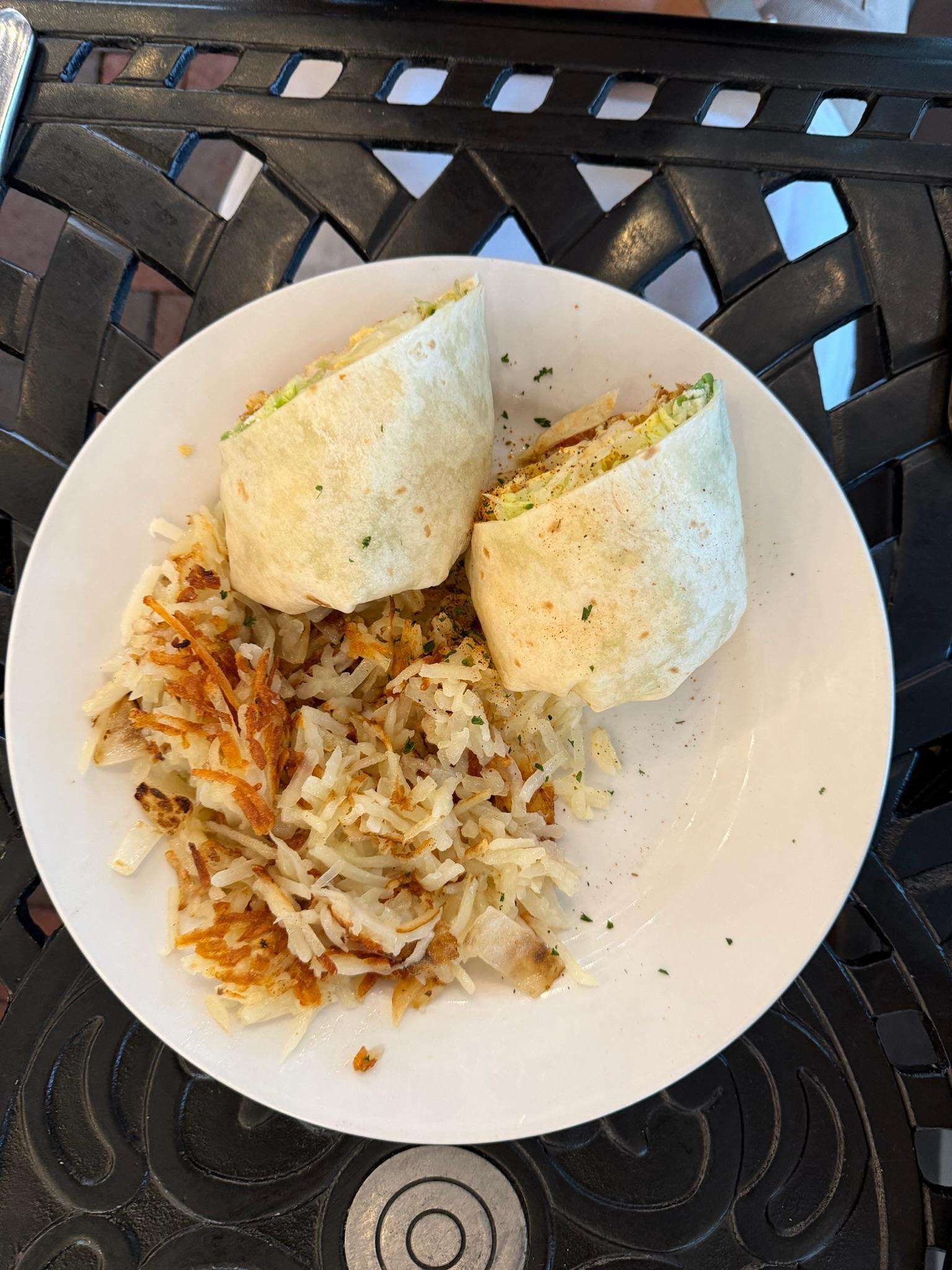 Miss Shirley's wraps and hash browns