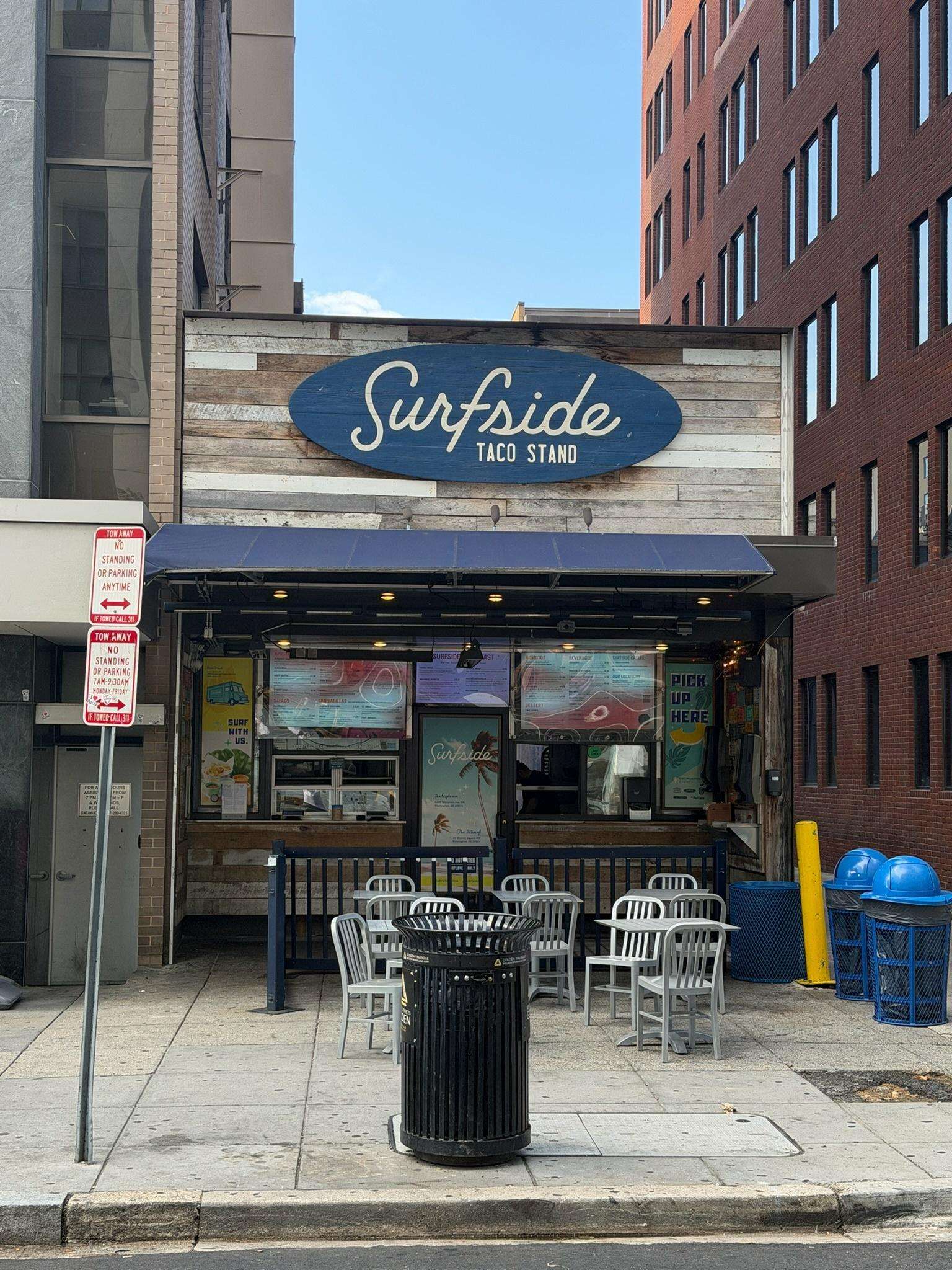Surfside quesadilla with hot sauce
